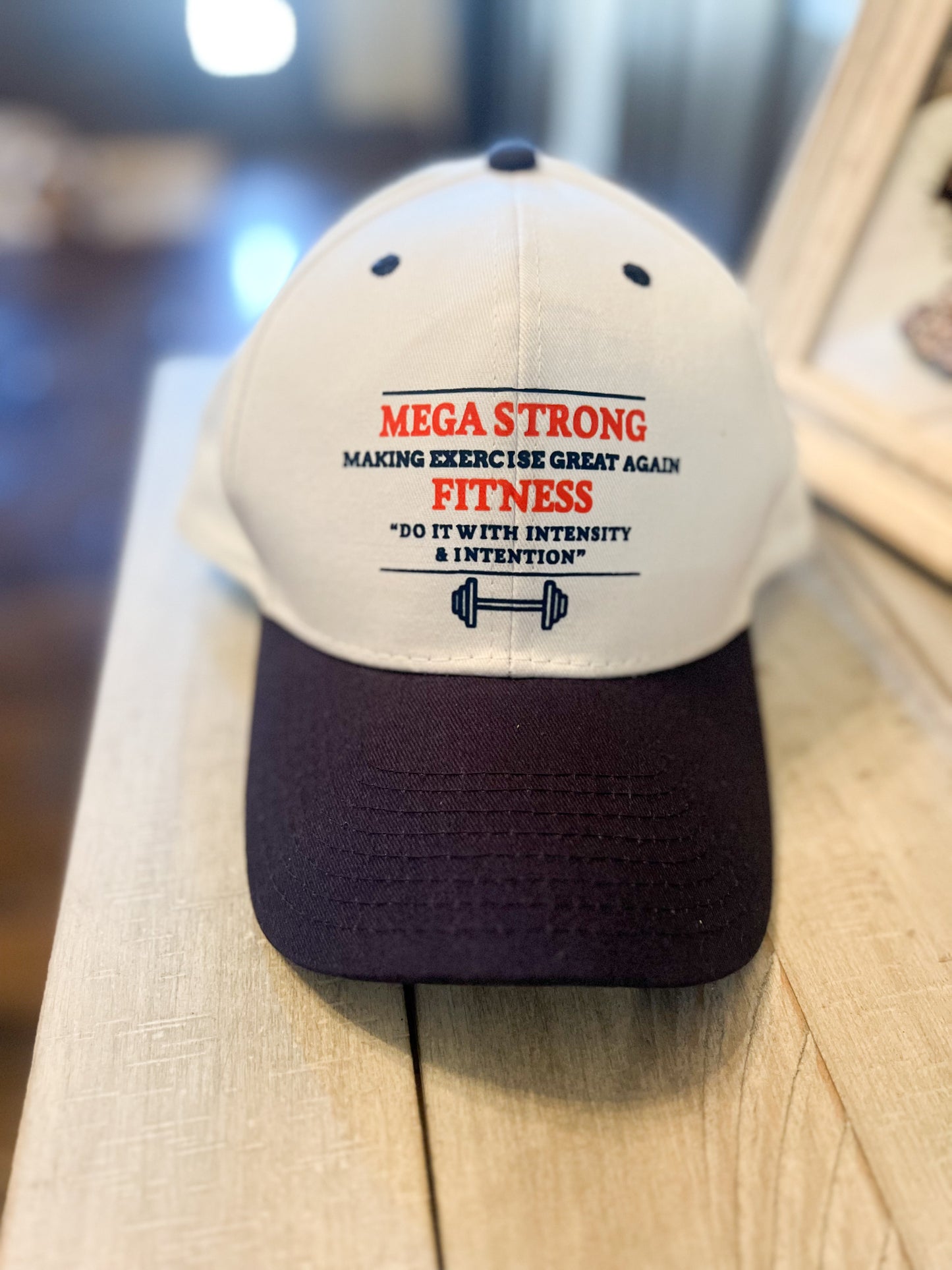 Unisex White & Navy Blue Unisex Caps