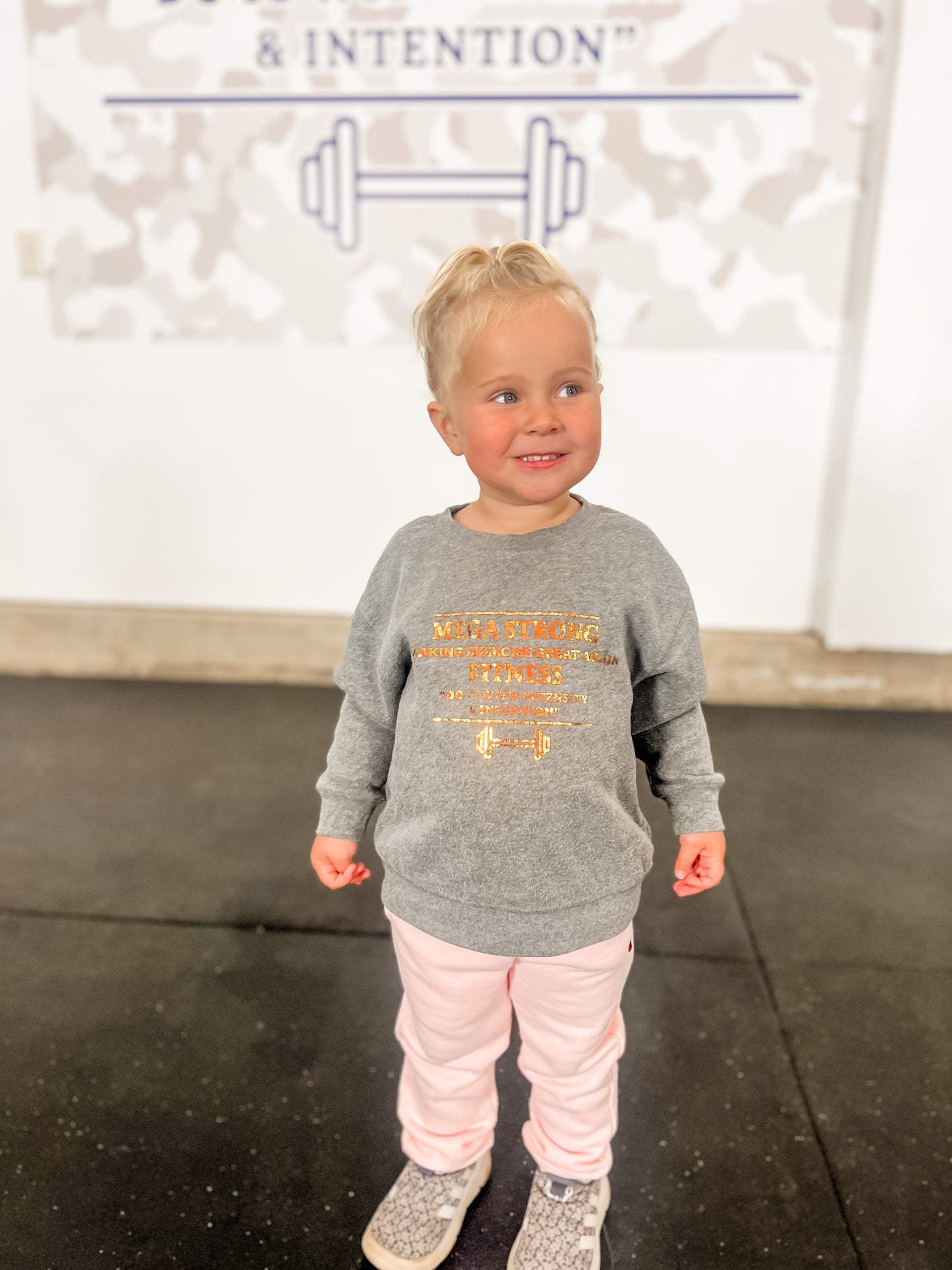 Youth Girl’s Crew Neck Sweatshirt with Rose Gold Letters