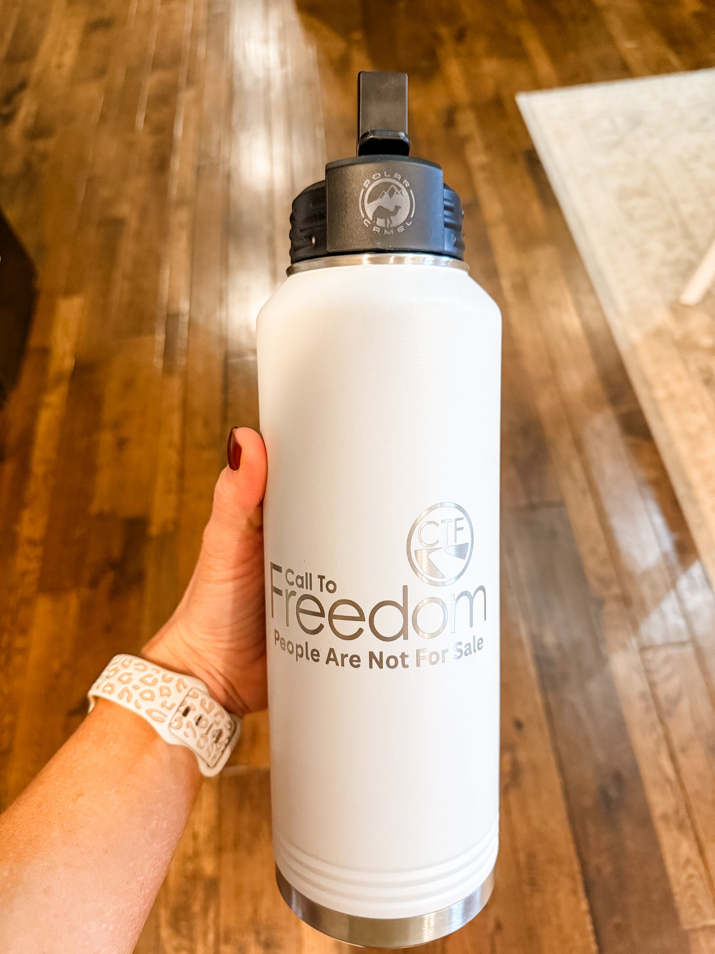 Call to Freedom White Polar Camel Water Bottle with Built in Straw