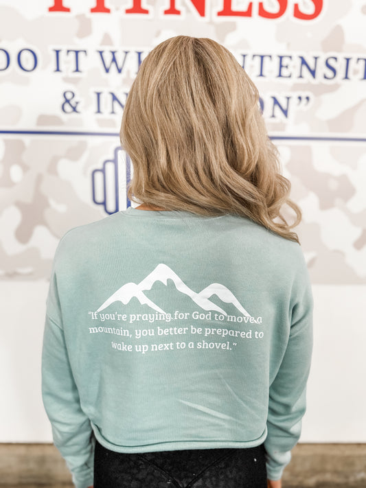 Cropped Mint Green Crew Neck Sweatshirt