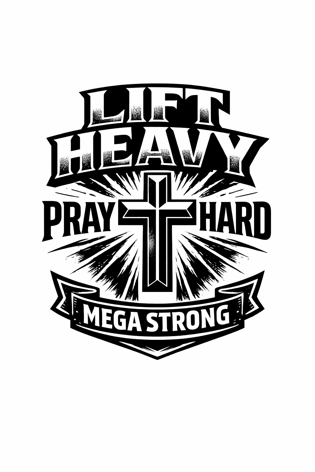 NEW! Black Unisex “Lift Heavy. Pray Hard. Mega Strong” Crew Neck Sweatshirt